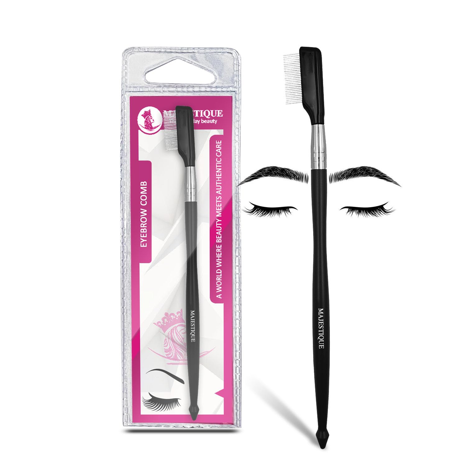 Majestique Eyebrow Comb for Women Grooming Tool – Single-Side Comb & Eyebrows Shaper Also Remove Excess Mascara from Eyelashes with Ease-picture-7