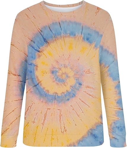 Miniatura 2 de Sudaderas de teñido anudado para mujer, cuello redondo, casuales, holgadas, blusas 2023 para otoño, ropa Y2K de moda