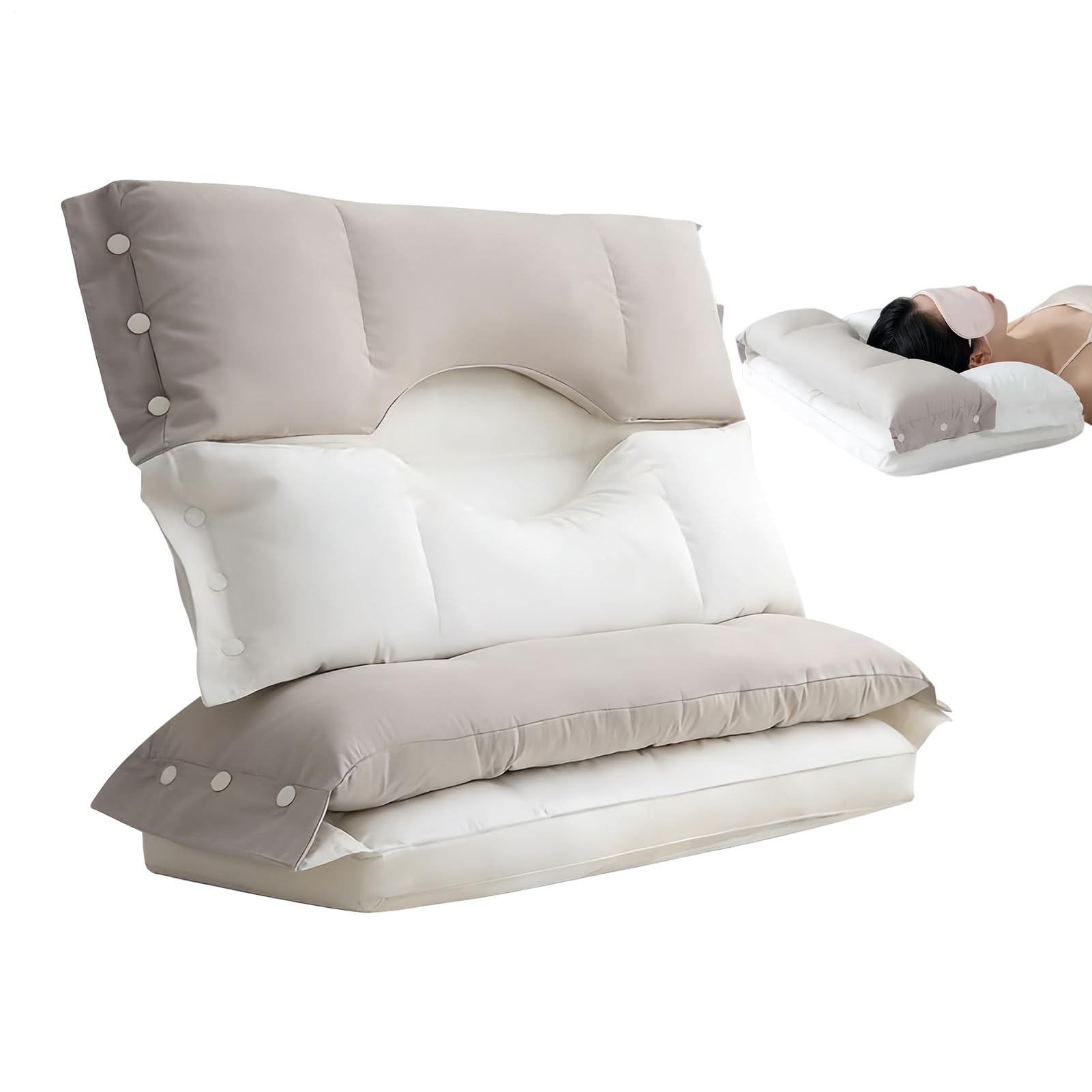 Oreiller pour dormir sur le dos lavable qui soulage les tensions du lit