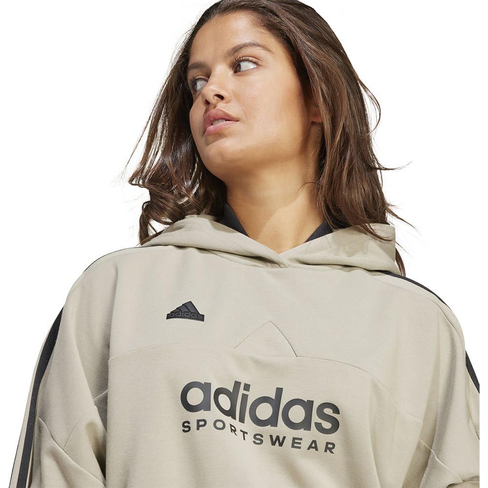 adidas Felpa con Cappuccio Donna Tiro 3-Stripes Loose, Verde