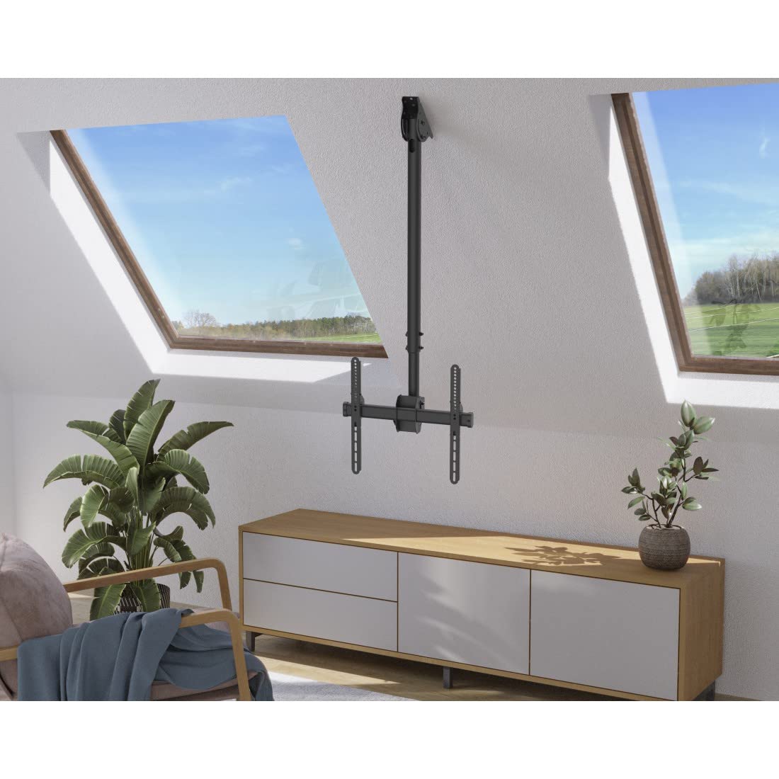 Hama 118655 Supporto per TV da soffitto, Nero