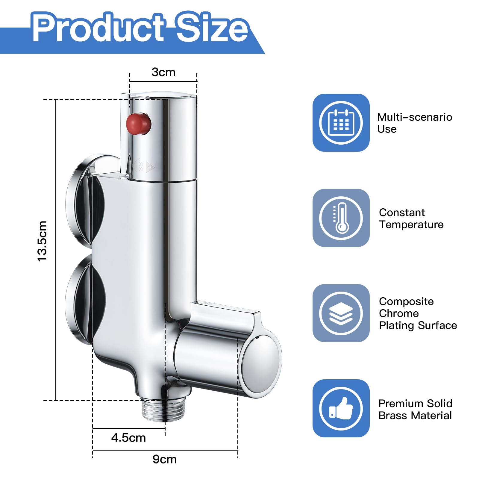 Mini Thermostatic Shower Mixer Bar Caravan Thermostatic Shower Faucet Valve Tap Round 1/2" Outlet - Image 4
