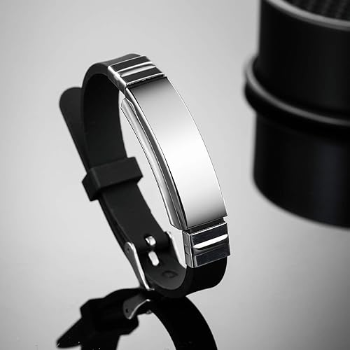 Miniatura 3 de MOWOM Medical - Pulsera de silicona con grabado personalizado, con identificación, alerta médica, pulsera ajustable para hombres, mujeres, niños, de