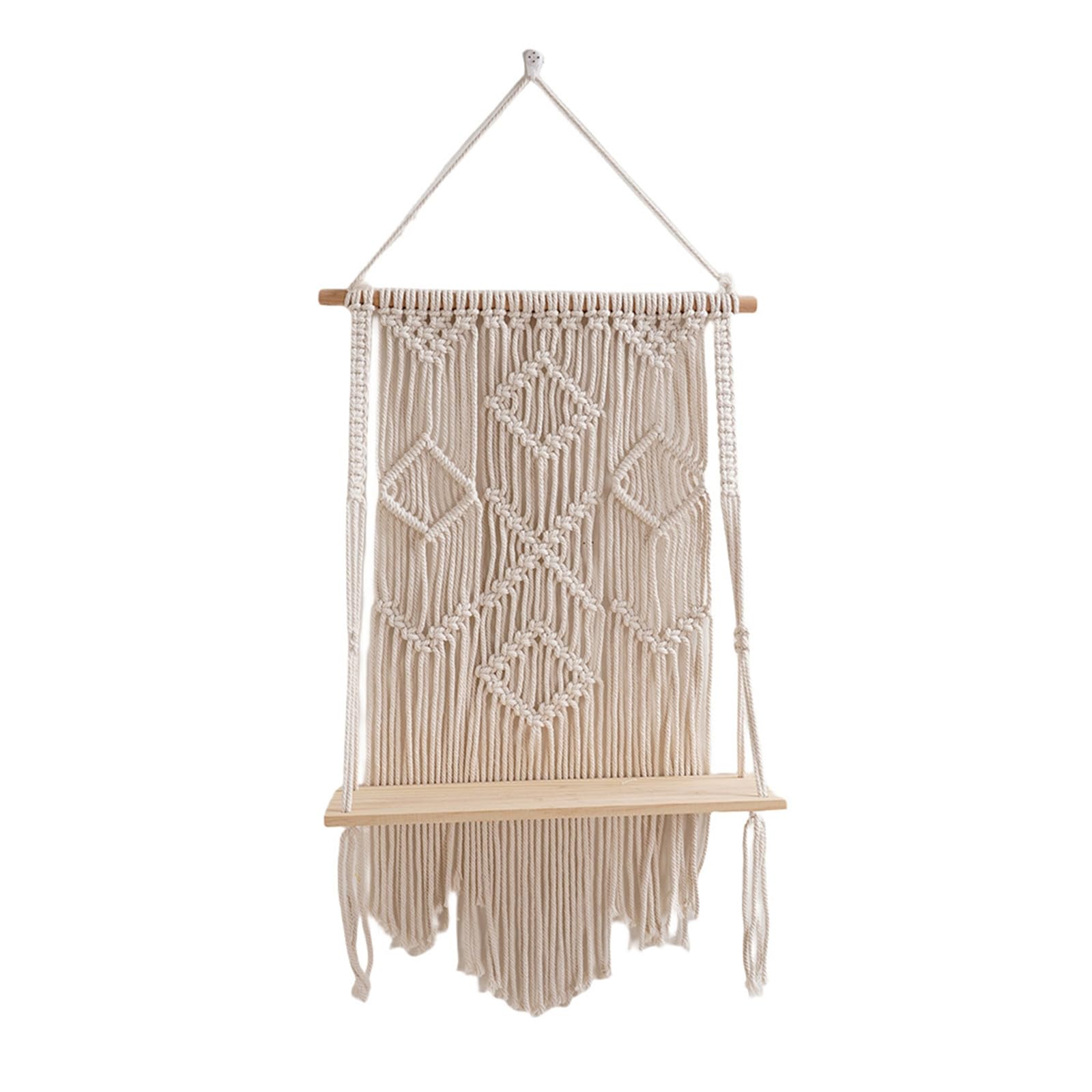 Tsophreniq Mounted Storage Rack Contemporary Shelf Storage Organizer Multifunctional Rack with Long Fringes Cotton Rope