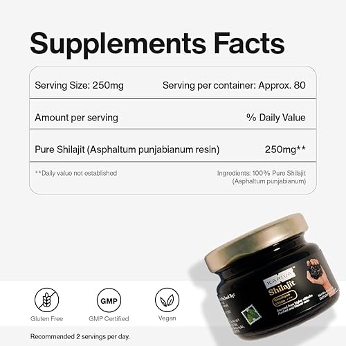 Miniatura 6 de Resina pura de Shilajit del Himalaya para hombres y mujeres  30 GMS - Paquete de 2  240 porciones de 250 mg para construcción muscular, resistencia