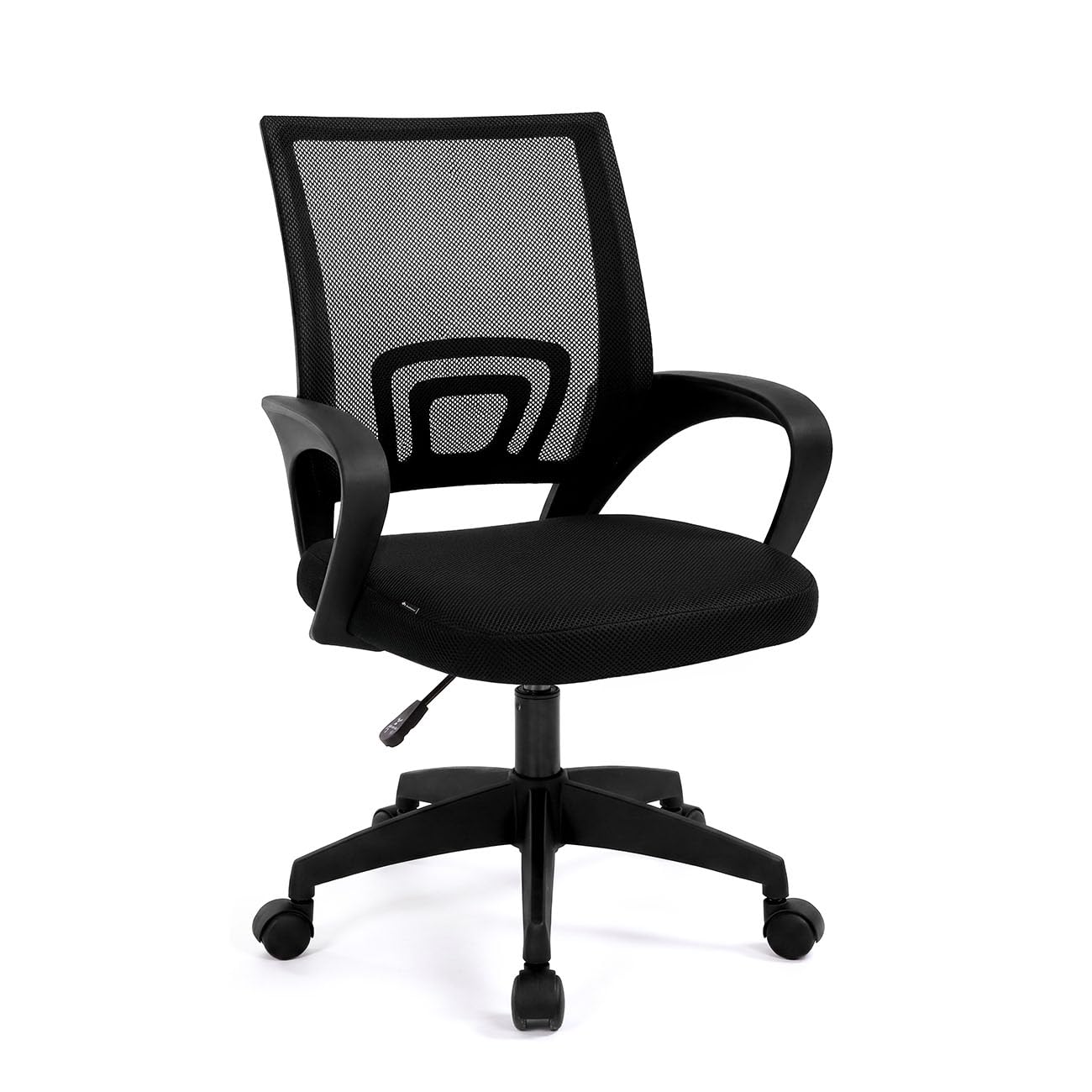 duehome | Silla de Escritorio Ergonómica con Respaldo Transpirable, Altura Regulable, Ruedas 360°, Modelo Nika, Acabado en Color Negro, Medidas: 55 cm (Ancho) x 47 cm (Largo) x 84-94 cm (Alto)