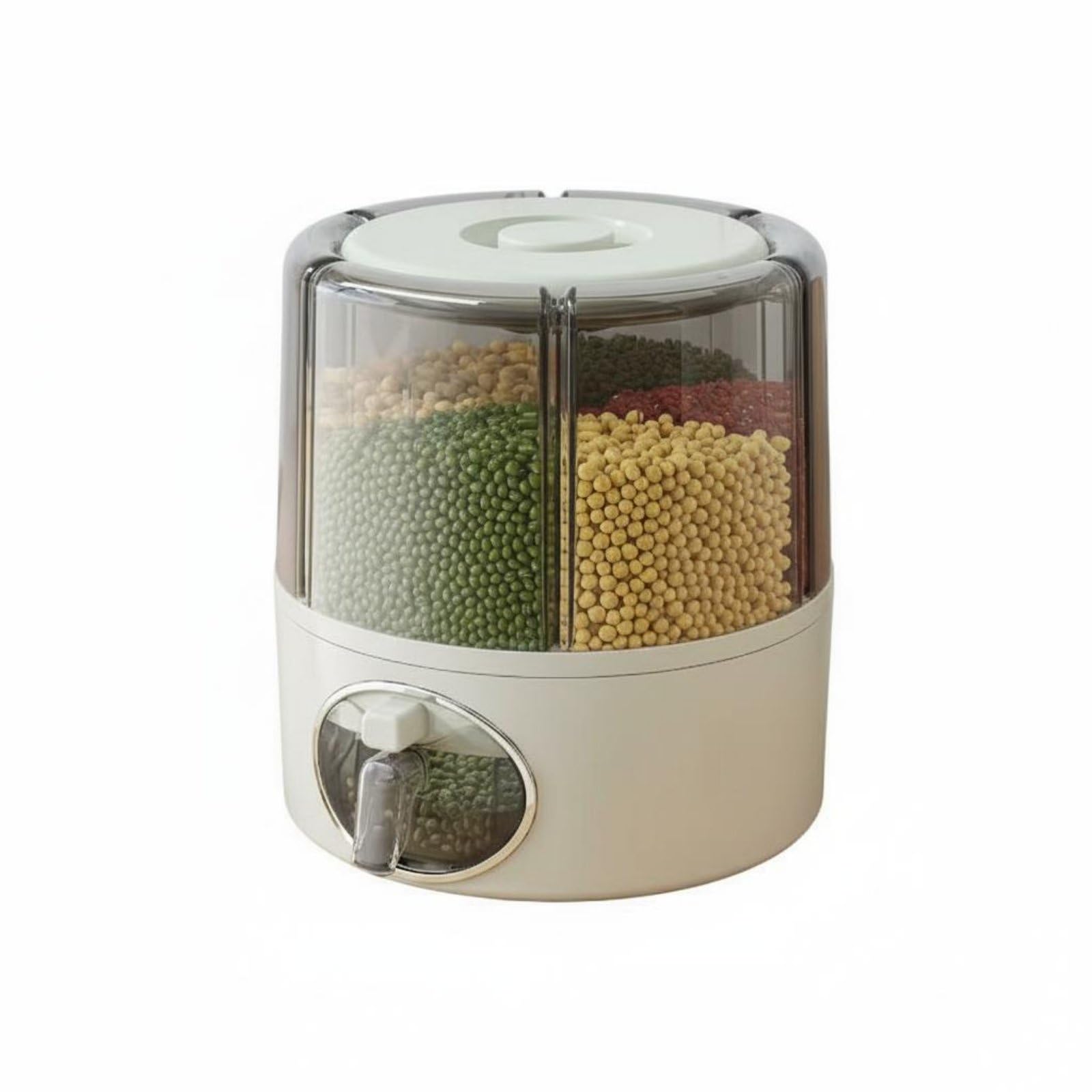 perfk Dispenser di Cereali Contenitore Dosatore tore Organizer Rotante Salvaspazio in PP Trasparente Visibilità Chiara Del Livello E Ricarica Facile, Gray, M