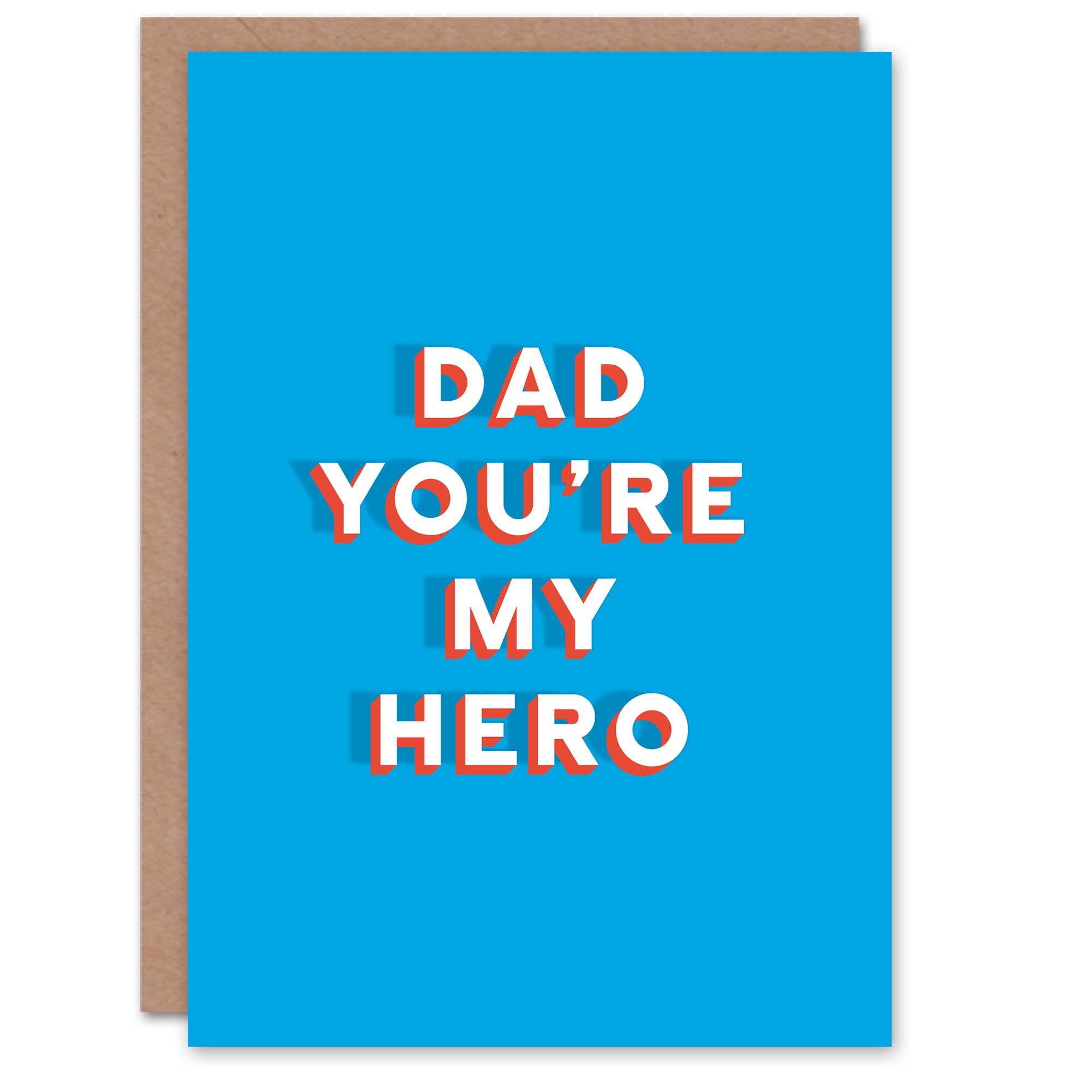 Fathers Day Card You Are My Hero Bold Blue Sincere Loving Thoughtful For Him Dad Father Greeting Card