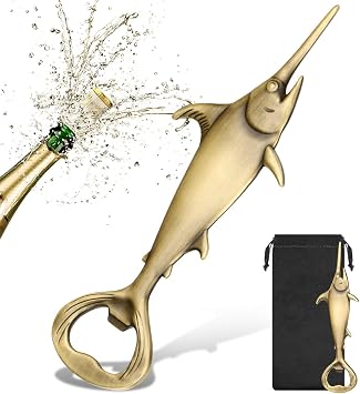 LKKCHER Swordfish Bottle Opener Fish Fisherman Gift Gift Idea Angel Accessories Fish Decoration Gifts for Anglers Men Father's Day Gift Birthday Gift for Angler Dad Grandpa Angler Father
