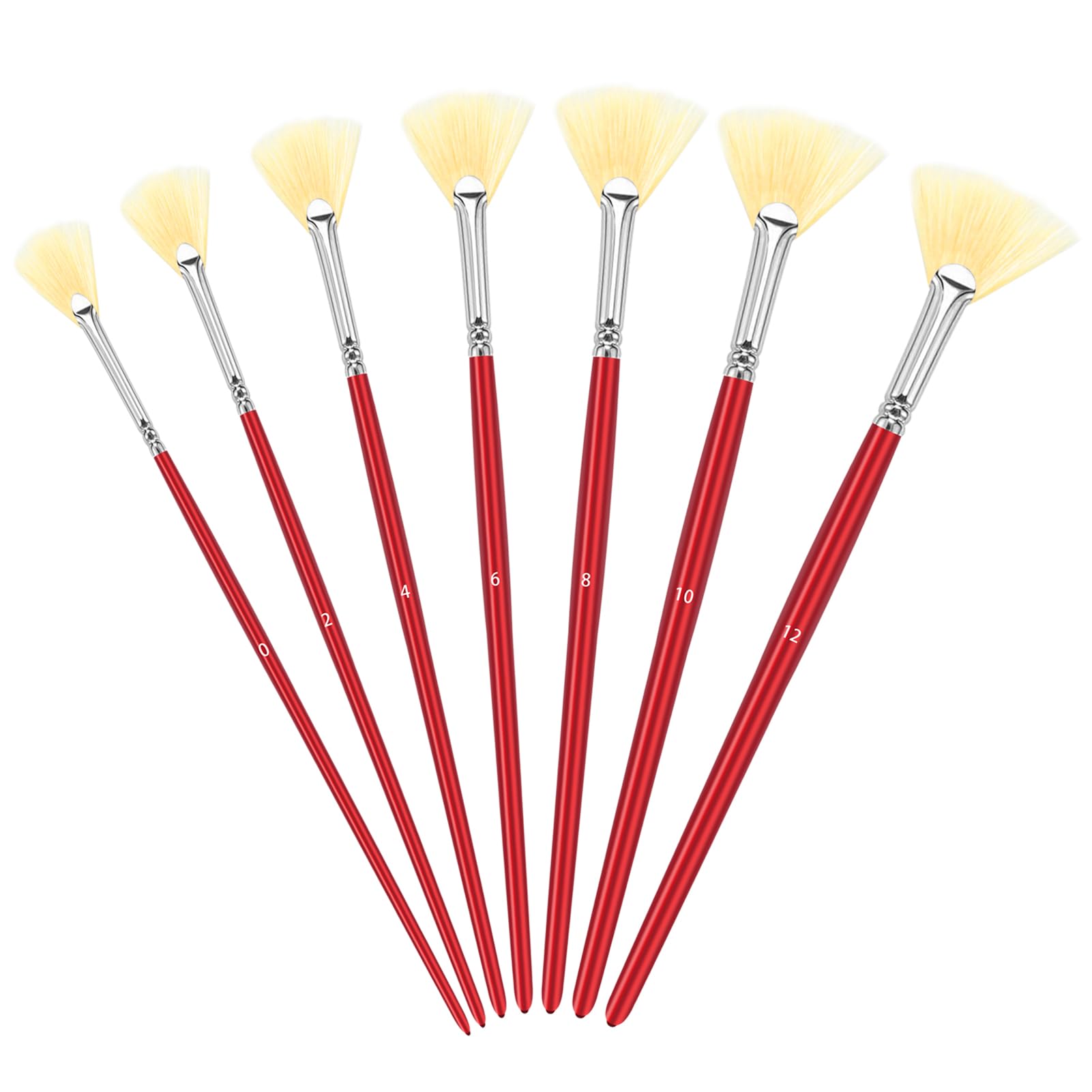 Keboyoe 7 Piezas Juego de Pincel de Abanico Acrílico Pinceles de Ventilador Pinceles de Pintura de Abanico Mango Largo Pincel de Abanico para Pintura Acrílica Pintura de Acuarela Pintura al óleo