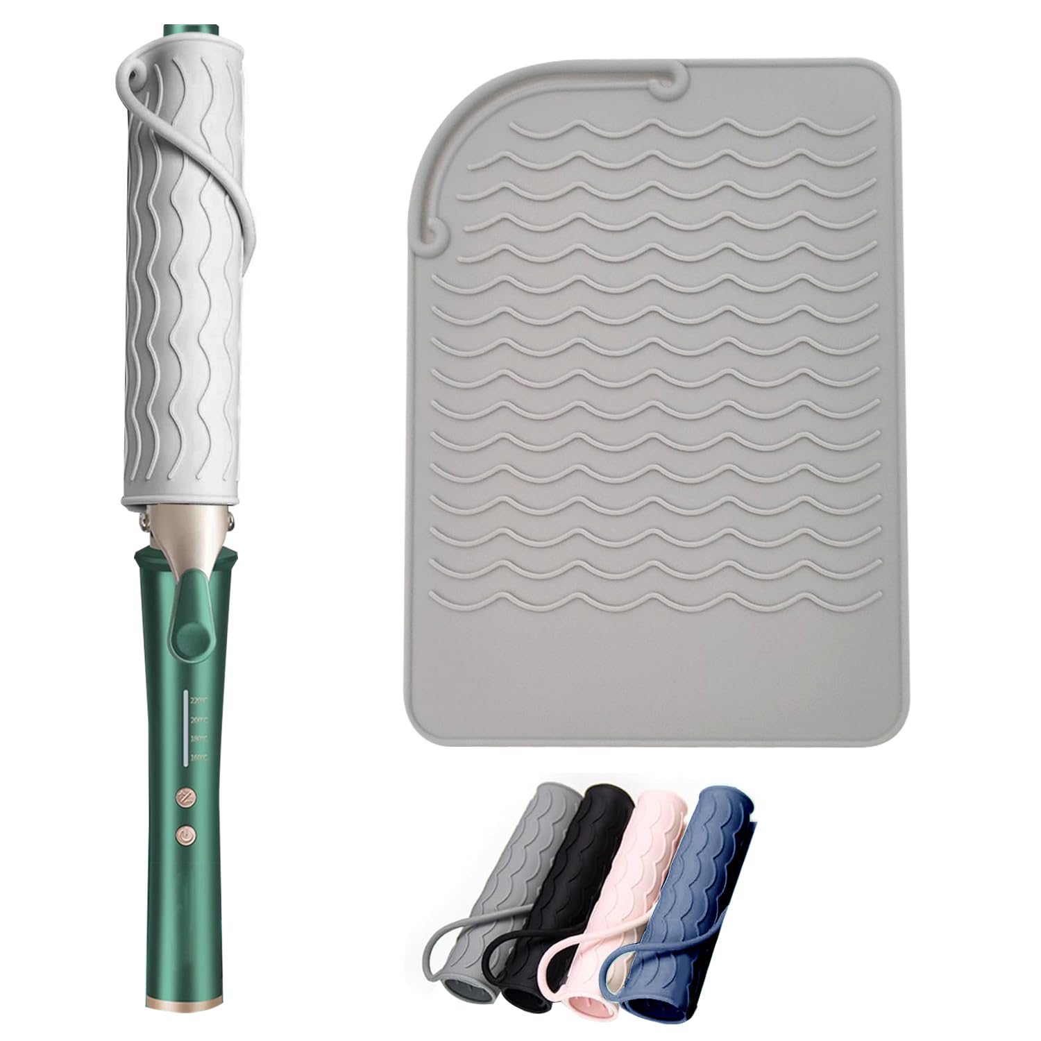 WUBAYI Tappetino termico per piastre per capelli, in silicone, resistente al calore, per arricciacapelli, ferro piatto, protezione dal calore, per strumenti di styling dei capelli caldi (grigio)