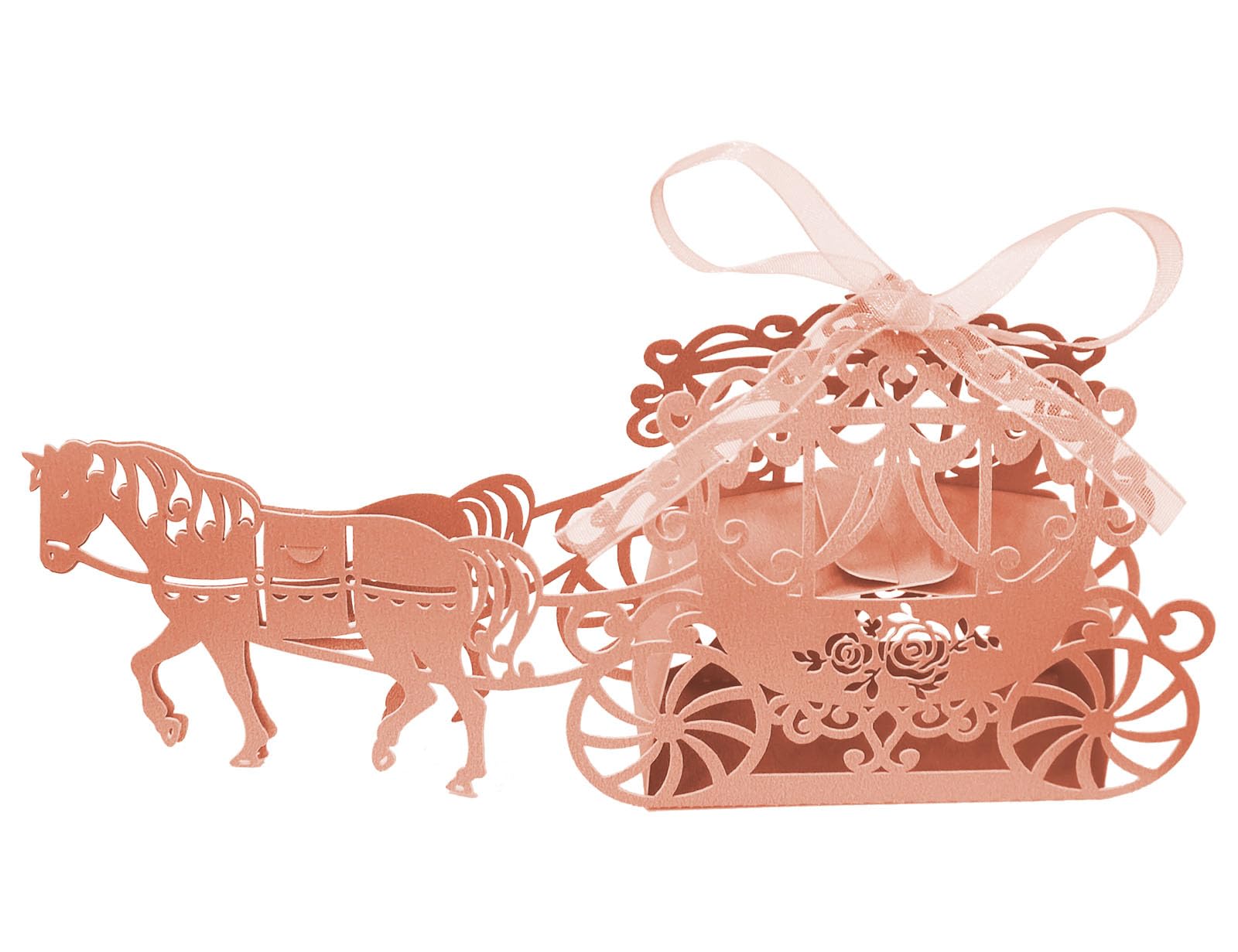 Lot De 50 Boîtes à Bonbons Roses Découpées Au Laser Pour