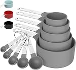 TILUCK Measuring Cups & Spoons Set, Stackable Cups and Spoons, Nesting Measure Cups with Stainless Steel Handle, Kitchen Gadgets for Cooking & Baking（Black）