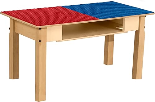 Miniatura 51 de Contender Time-2-Play - Mesa de juego rectangular de 30.75 pulgadas de ancho, bloques de Lego azul y verde, compatible con patas de madera de 22