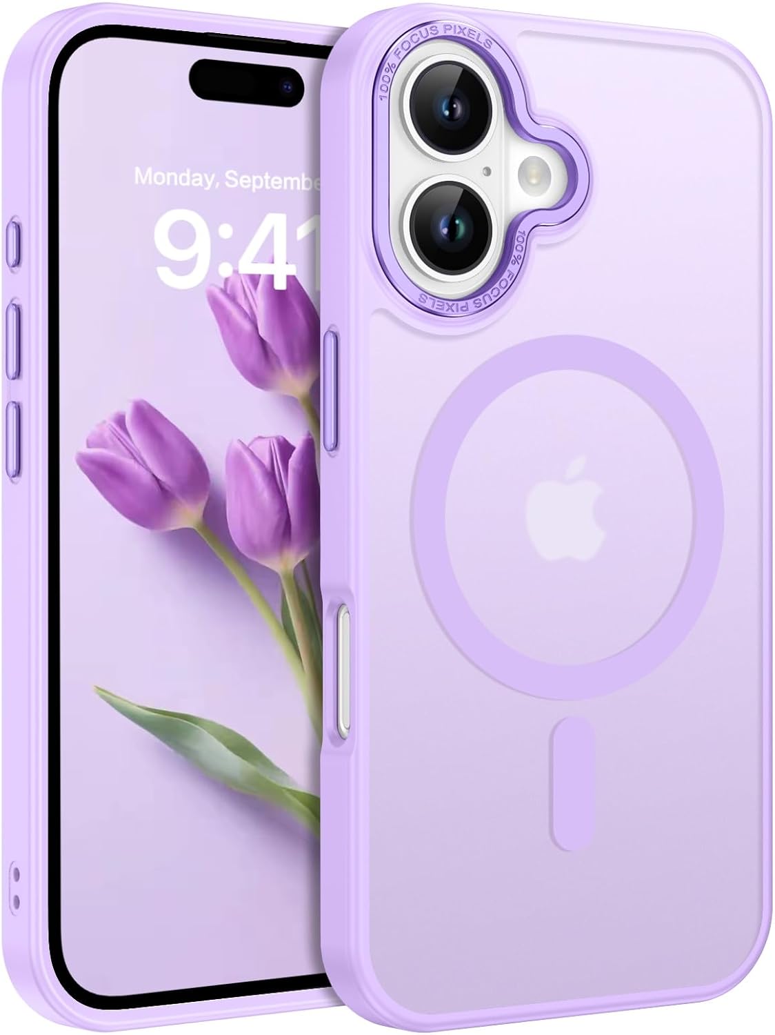 Coque iPhone 17 – YINLAI Coque pour iPhone 17, magnétique compatible avec MagSafe, coque arrière mate translucide, fine, protection contre les chocs, anti-rayures, pour iPhone 17 6,3&Prime;, Lilas