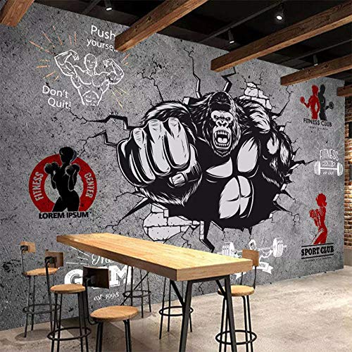 Wall Murals For Living Room Personality Creative Fitness Bodybuilder Gorilla Gym Photo Wallpaper 3D Decals Fresco Office Home Decoration 150×105Cm #TOP1