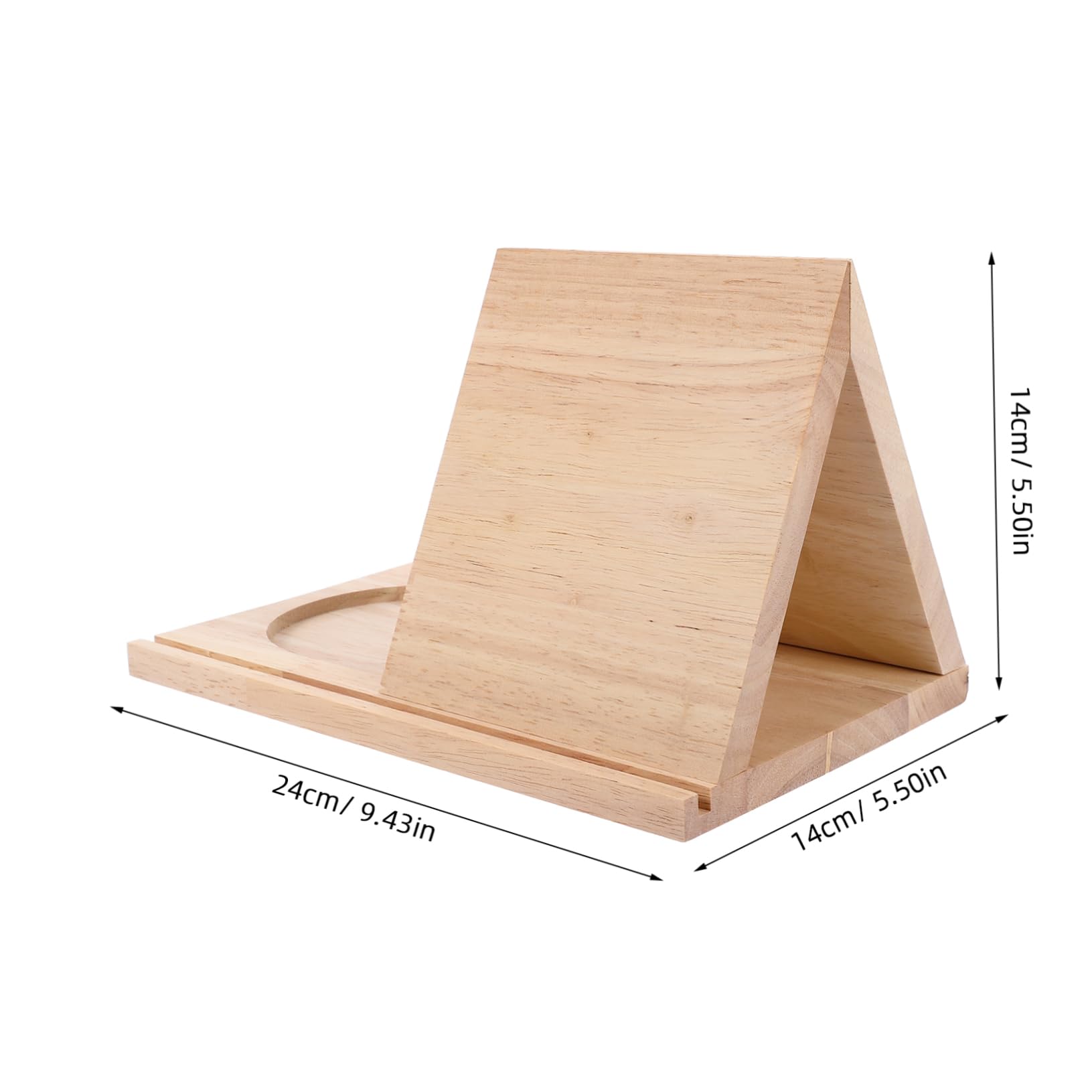 TEHAUX Leggio in Legno Triangolare Con Portabicchieri Scaffale Per Libri e Riviste Supporto Per Poggiapagina Organizzatore Da Scrivania Per Piccoli Spazi Abitativi