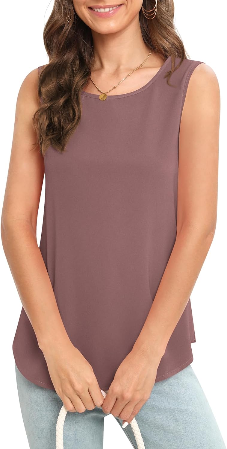 Women's Sleeveless Chiffon Tank Top Business Casual Blouse Tunic Top - Image 7