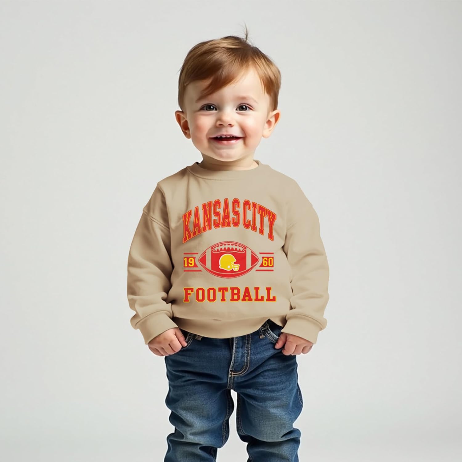 Toddler Baby Boy Girl Football Outfit Sweatshirt Football Games Letter Print Crewneck Pullover Long Sleeve Shirt - Image 3