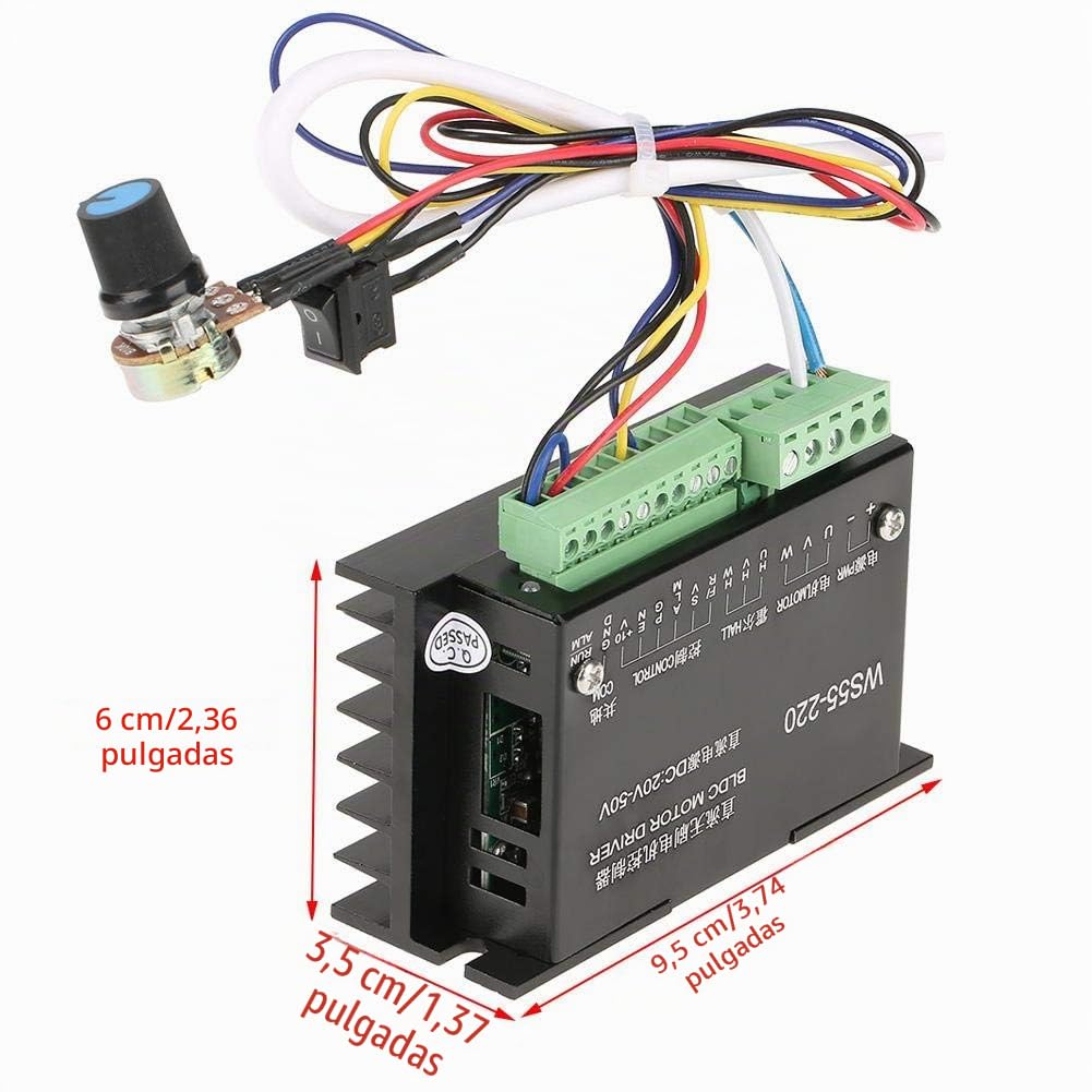BLDC Motor Driver Controller, WS55-220 DC 48V 500W CNC Husillo sin escobillas BLDC Motor Driver Controller Tensión Nominal 20 a 50 VDC Utilizado en equipos pequeños, herramientas eléctricas