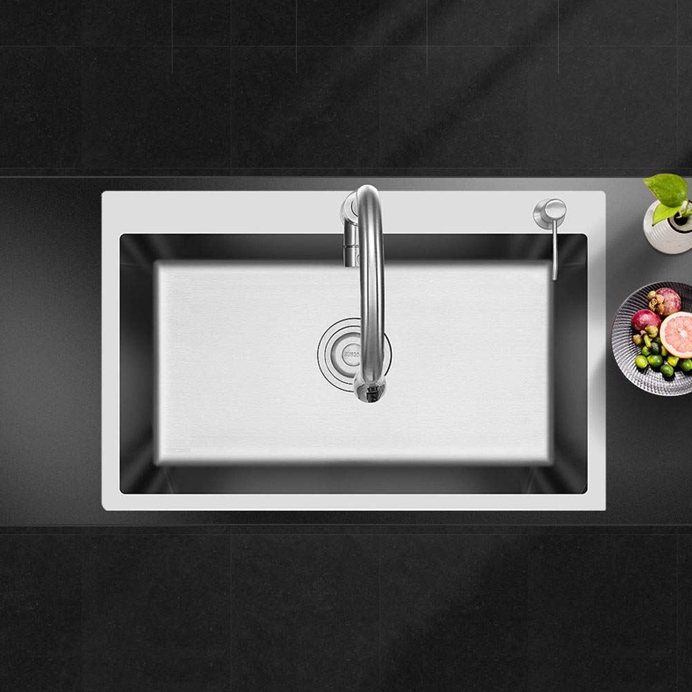 Fregadero de Cocina Individual Cuadrado de Acero Inoxidable con Kit Completo de fontanería, desagüe, instalación bajo encimera y escurridor de Platos (tamaño: 65x45x20cm)