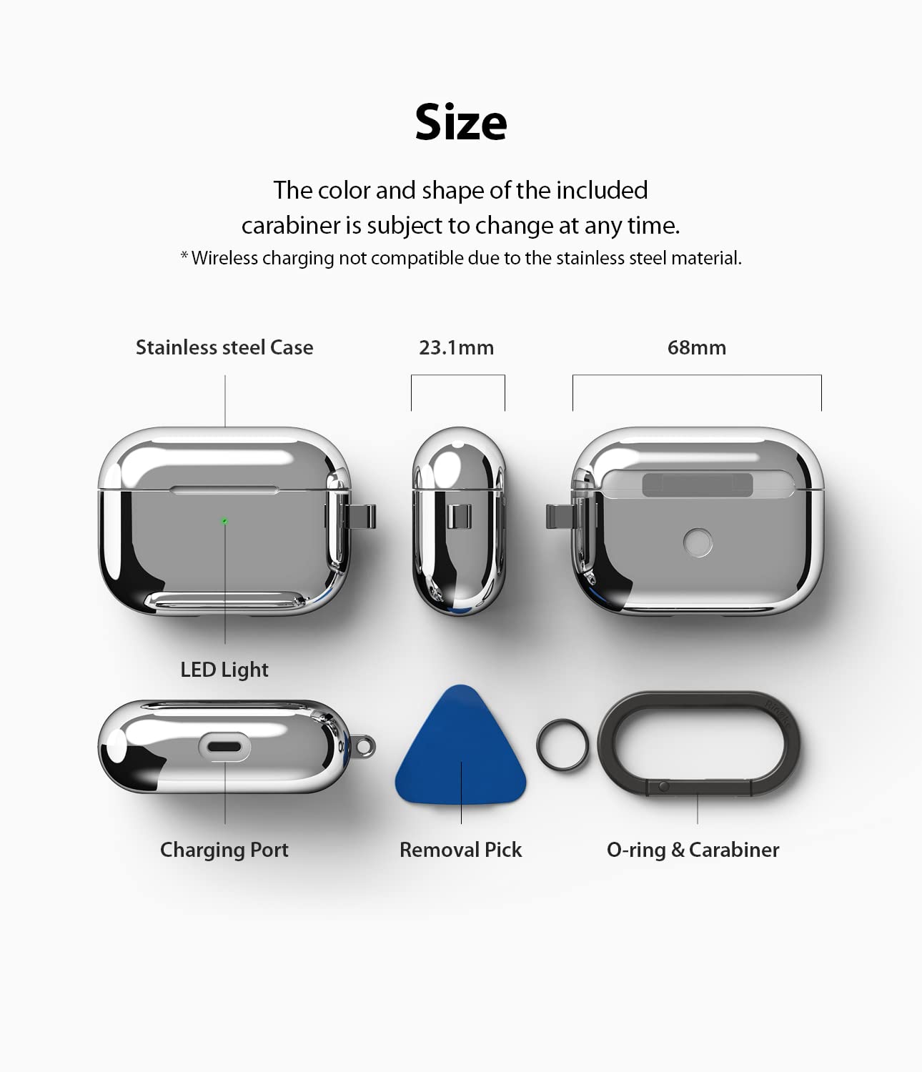 Ringke Stainless Steel Cover Compatibile con AirPods Pro, Custodia in Acciaio Inossidabile