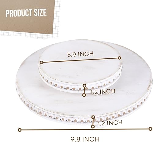 Miniatura 6 de 2 elevadores de madera para decoración con cuentas de pedestal de madera para encimera de cocina, elevadores rústicos para exhibición, decoración