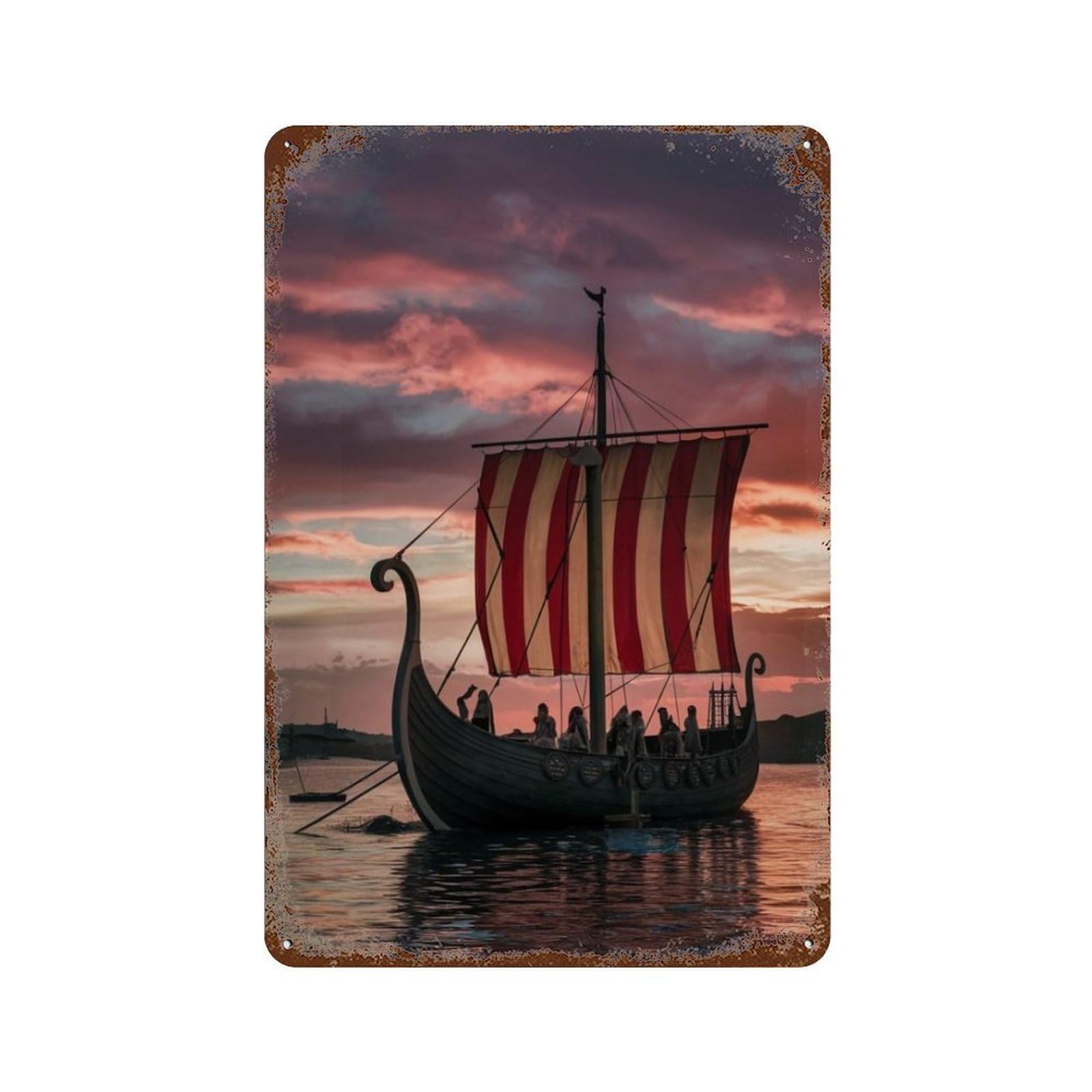 xiaoxiaoshen Viking Ship In Misty Fjord (2) Wall Decor Art Metal Tin Poster Modern Home Decor Art Home Bar Shop Decorations Vintage Sign 30x20cm