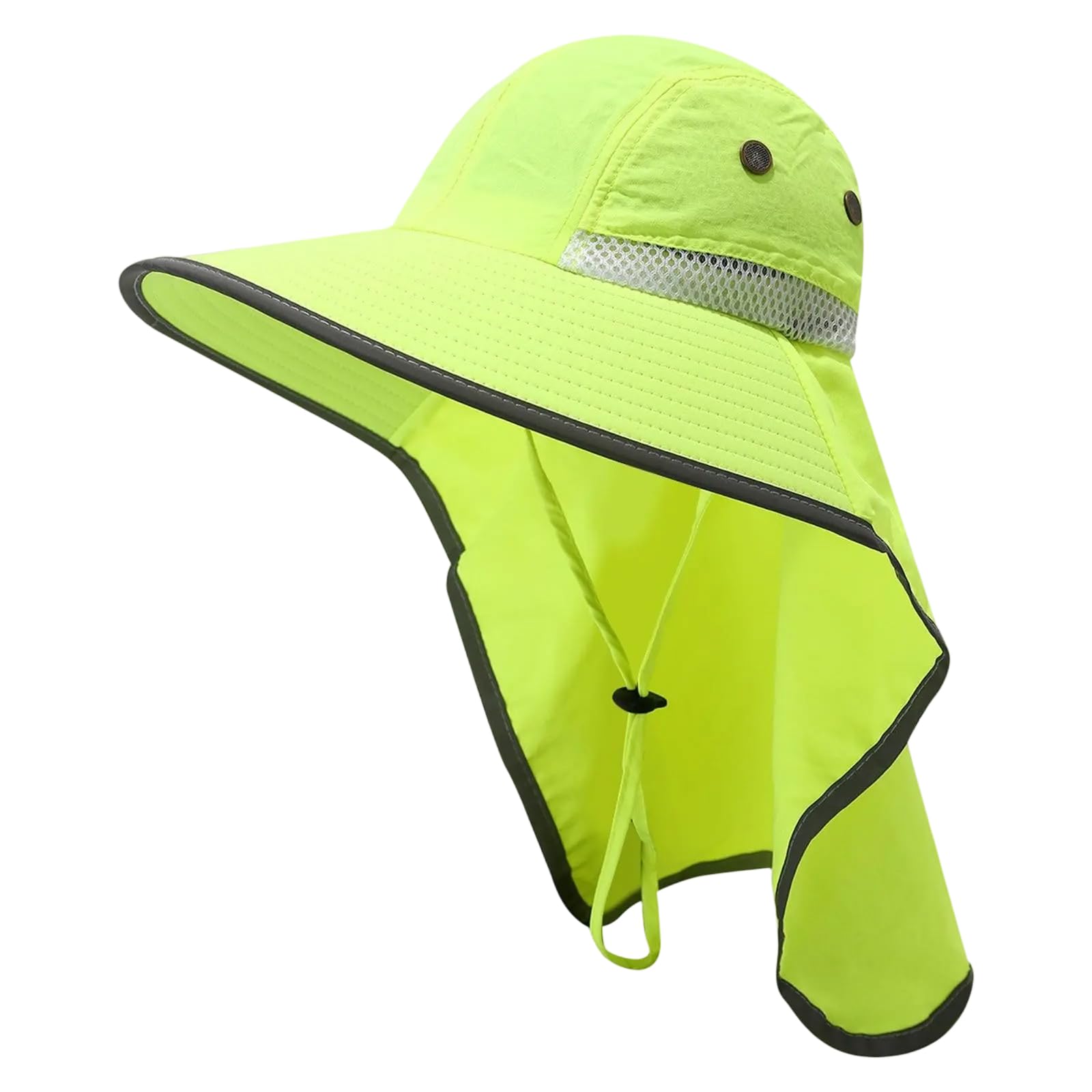 Pepwe Unisex Fluorescent Yellow S Reflective Sun Hat Fluorescent Color Mesh For Sanitation Worker And Outdoor Professional Require High Visibility Reflective Work