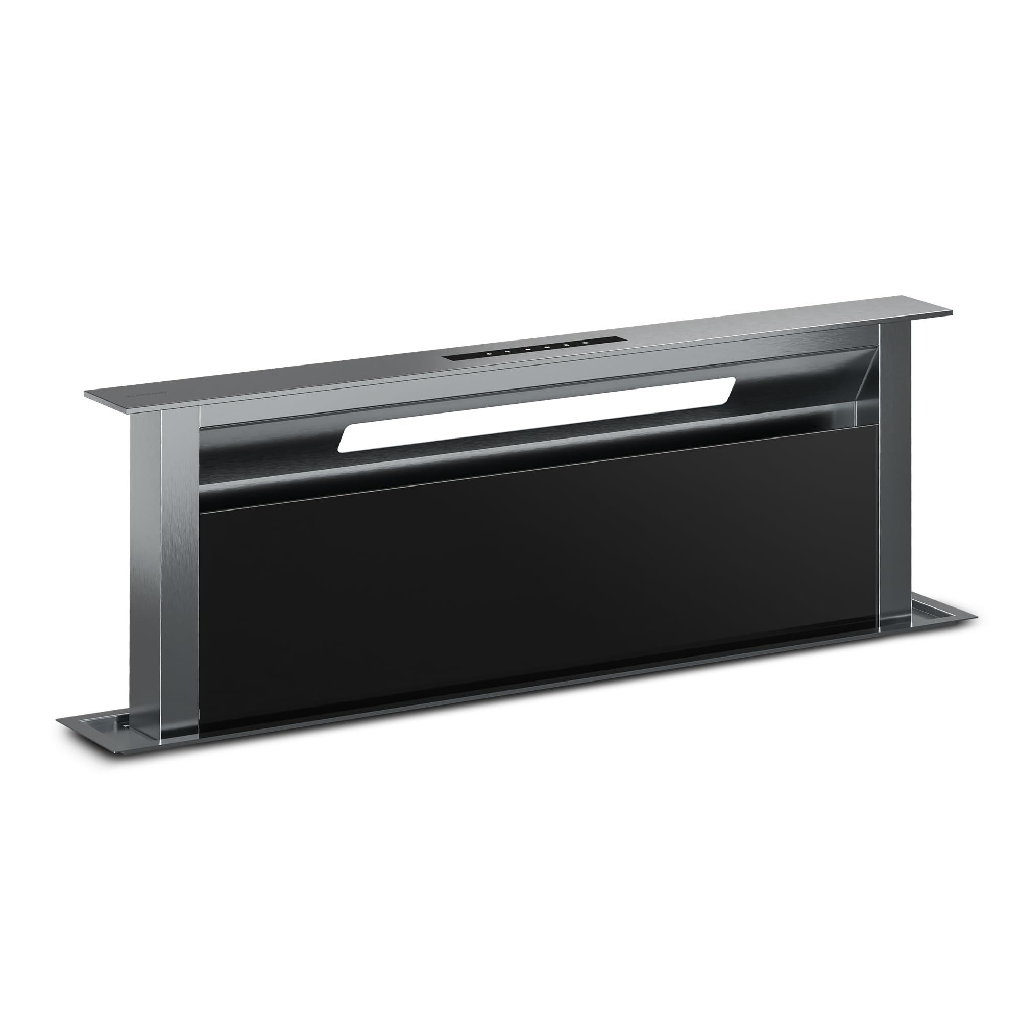 Klarstein Verosteel Extractor De Encimera 90 cm - A++ Eficiencia, 906,2 m³/h, Táctil Invisible, LED, Filtro Carbón, Campana Extractora Cocina Silenciosa, Aluminio & Cristal Negro