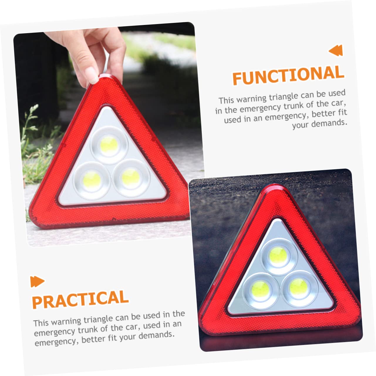 Gatuida Triangolo Stradale Riflettente Luce Led Per Auto Triangolo Di Sicurezza Stradale Per Emergenze Omologato