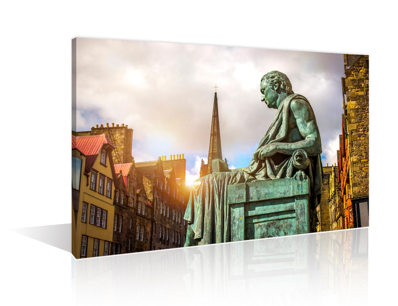 TISHIRON Edinburgh Architecture Landmarks Edinburgh Canvas Wall Art Urban Landscape Pictures Black and White Wall Art 1 Panel Kitchen Wall Decor Framed Ready to Hang ((24" Wx36 H) โ image 1