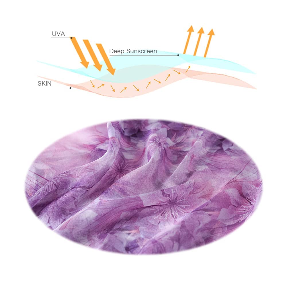 STORY OF SHANGHAI Sciarpa di 100% Seta da Donna Foulard Chiffon con Fantasie Orientale Semi-Trasparente