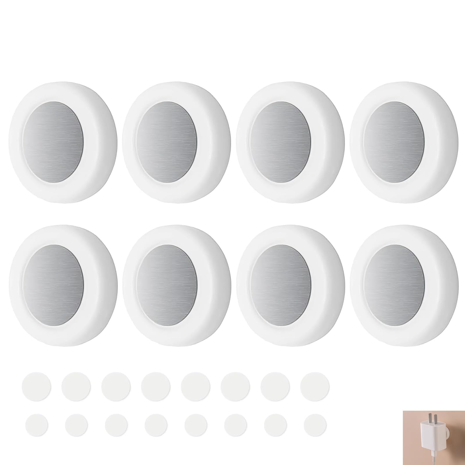 8 Pack Magnetic Remote Control Holder, Magnetic Remote Holder Wall Mount, Self-Adhesive & No-Drill Organizer for TV Fan Appliance Remotes, Easy Installation Space-Saving Design for Home Office (White)