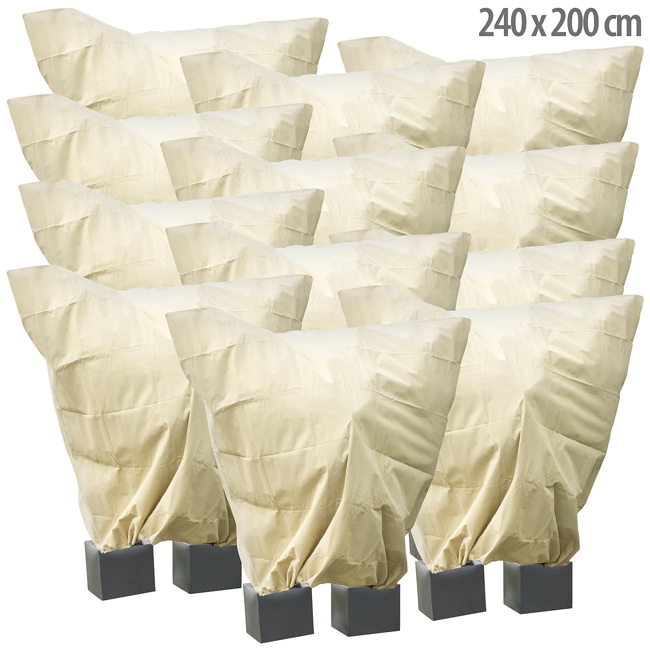 Royal Gardineer Pflanzen-Vliestasche: 12er-Set XXL-Kübelpflanzensack als Winterschutz, 240 x 200 cm, 100 g/m (Vlies-Pflanzenschutzsack, Rosenhülle, EIS)