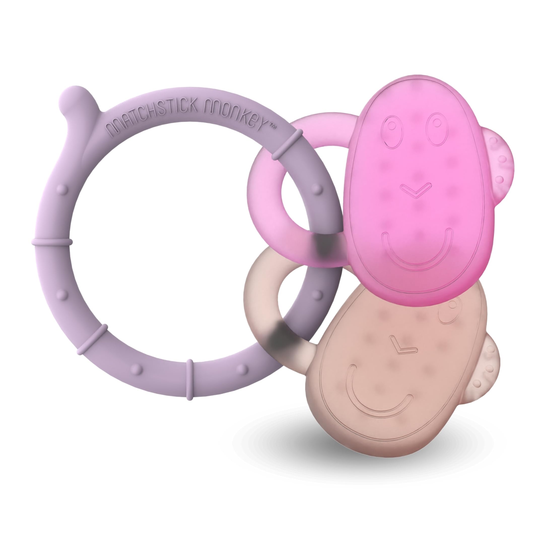 Matchstick Monkey Cooling Teether - Lilac, Pink & Dusty Pink