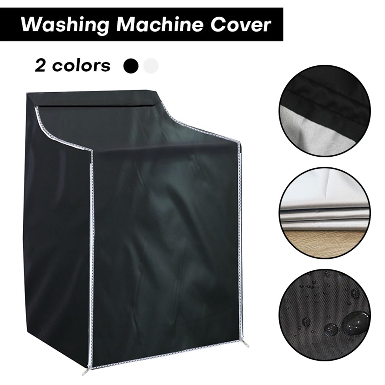 2 uds cubierta impermeable y solar for lavadora secadora de ropa protección automática Protector Universal fácil ajuste Para Cubre Lavadora(Black)