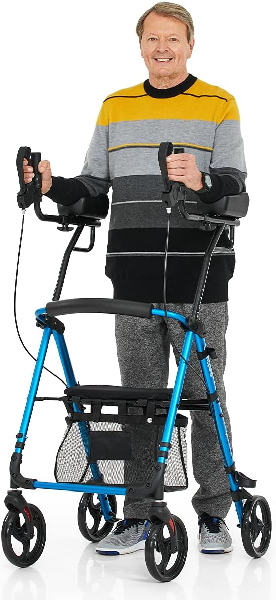 OasisSpace Up Rollator with Armrest，Upright Walker with Padded Armrest and Seat, Large Under-seat Basket for Seniors : Health & Household