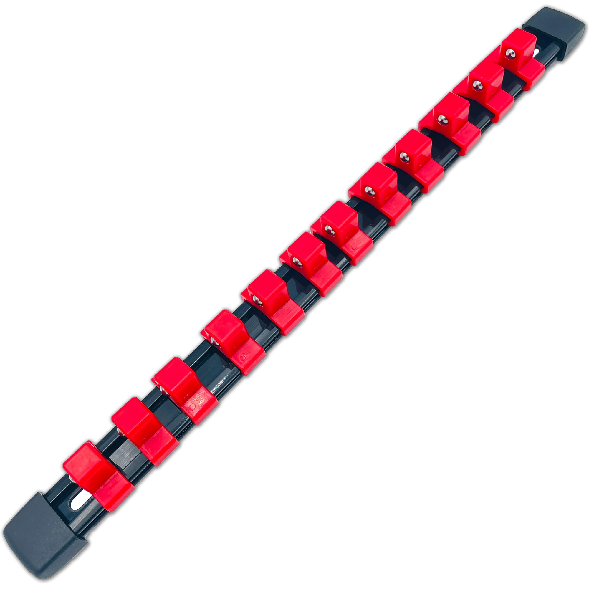 JIYOSE 3/8" Drive Socket Organizer Rail - Heavy Duty ABS Clip Holder For Metric & SAE Sockets - View #6