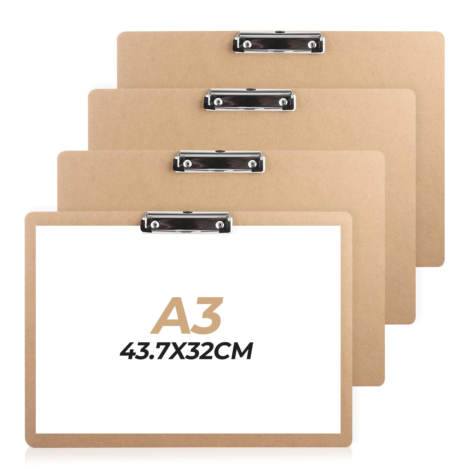 4 PCS A3 Clipboard, Extra Large Clipboard 44 * 32 CM Sketching Clipboards Drawing Clipboards with Low Profile Clip Landscape Clip Board for Drawing Sketching