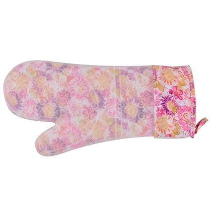 Ubersweet Silicone Flower Pattern Heat Resistant Baking Grilling Glove Oven Mitt Pad