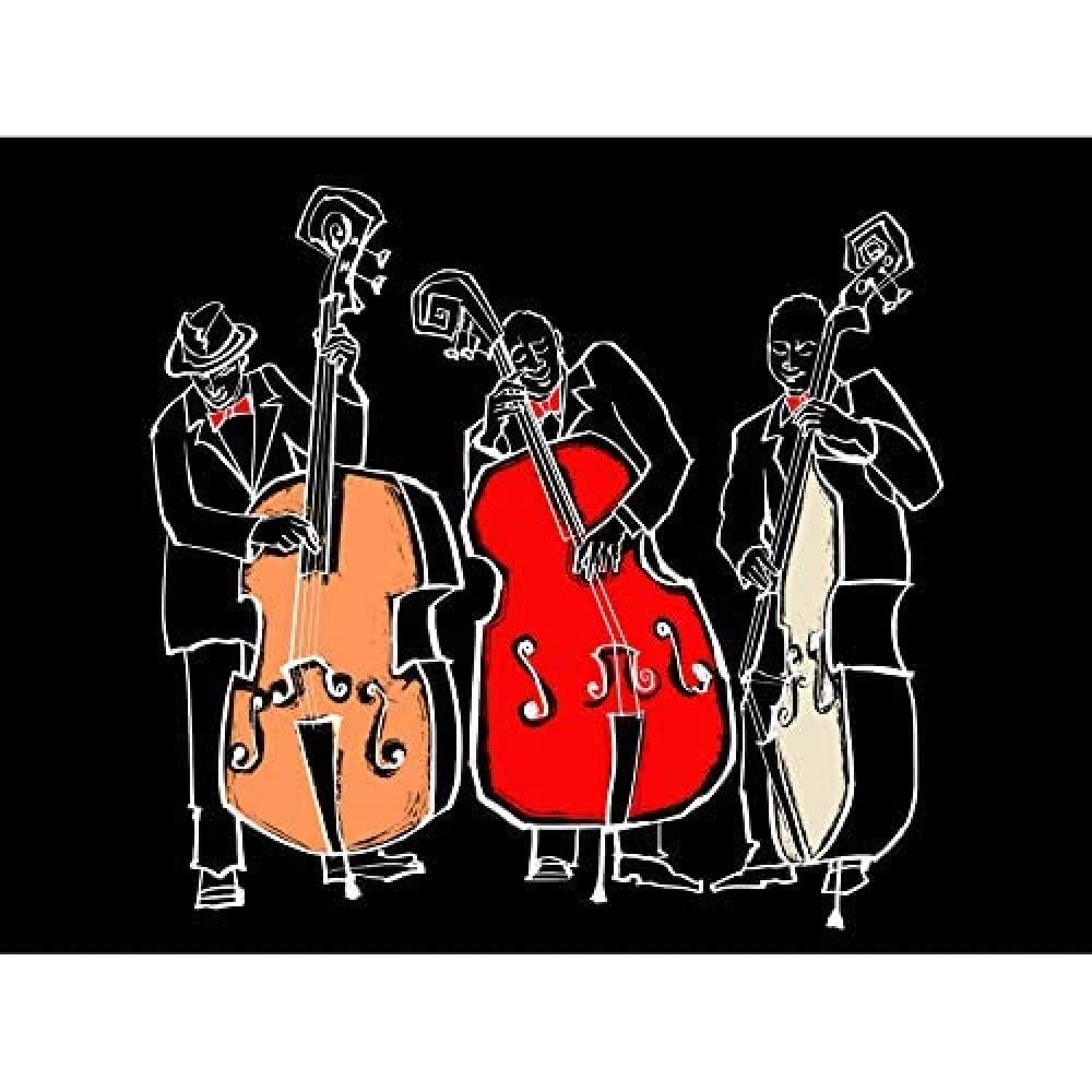 Wee Blue Coo Musicians Jazz Bass Illustration Art Print Canvas Premium Wall Decor Poster