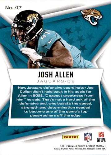 Miniatura 2 de 2021 Panini Rookies and Stars Football #47 Josh Allen Jacksonville Jaguars Official NFL Trading Card (Stock Photo shown, card is straight from pack