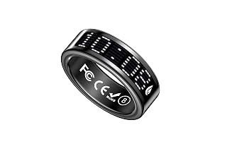 FYFIT Smart Ring Pro | Buy Sizing Kit First | Caller Notifications & Vibration Alerts | Built-in LED Display | Sleep Tracker, Heart Rate, HRV & SPO₂ | Sports Modes | Gesture Control | Black | Size 10