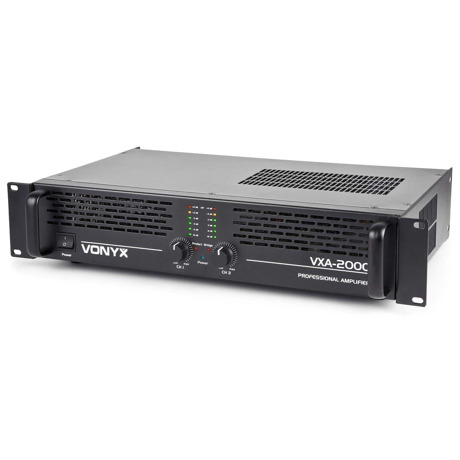 Vonyx VXA-2000 Amplificateur Professionnel 2x 1000 Watts Connexion en Pont Stéréo DJ