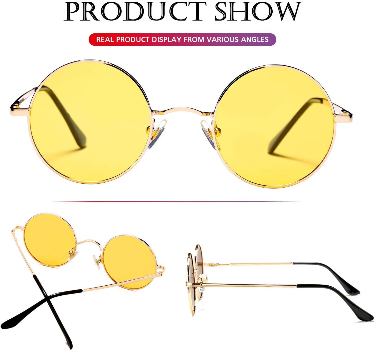 Classic Circle Glasses Retro Round Polarized Sunglasses Hippie Style Small Rounded Sun Shades - Image 6