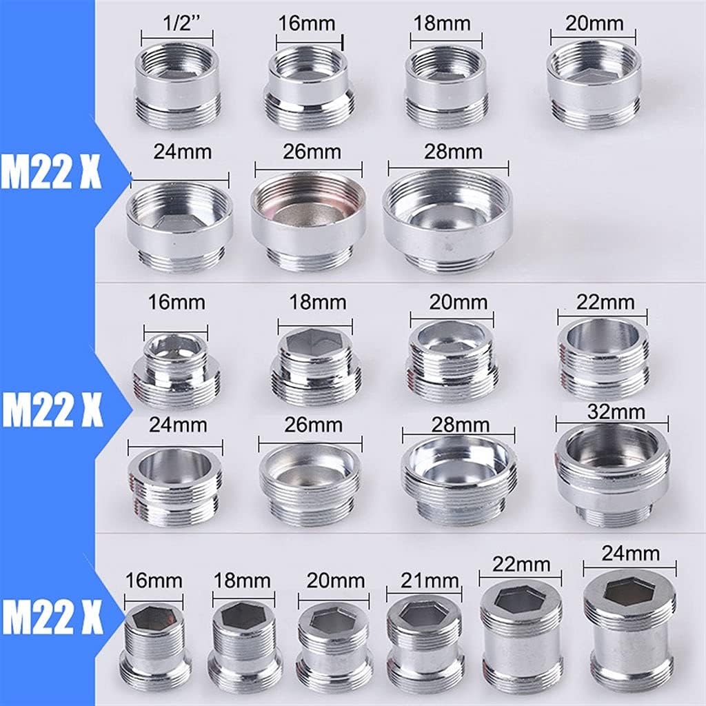 Pipe connector, 2Pcs Faucet Adapter, for Kitchen Bathroom Brass Water Tape Joint Faucet Adapter(M22 X F24 2pcs)