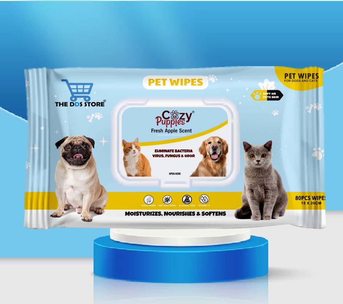 Dog Wipes for Paws and Butt, Best Pet Wipes for Dogs & Cats, Helps Relieve Itchy (80 Count Pull