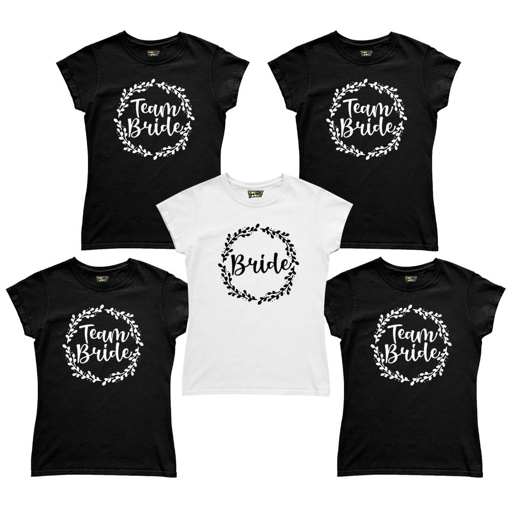 Bouncy Toonz Bride and Bridesmaid Tshirts Round Neck Cotton Half Sleeves and Full Sleeves Tshirts(cus-Bride-Bridesmaid)