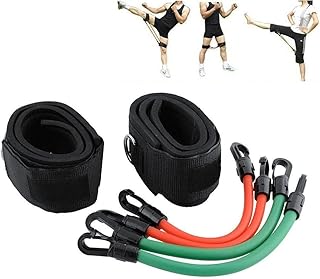 HemeraPhit set di fasce di resistenza in lattice per gambe e cosce, attrezzo per ginnastica, yoga , pilates, allenamento, con tubi di resistenza e fasce per caviglia, 6 pezzi